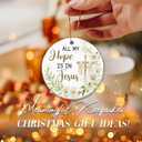 2 x Christian Ornament with Cross & Daisies, Religious Scripture Decor, All My Hope is in Jesus Ornament, Inspirational Faith Gift for Women, Christian Tree Decor, Bible Verse Keepsake