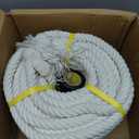 Natural White Cotton Rope 1/2 inch × 50 ft, 4-Strand Twisted Thick Rope for Crafts, Tug of War, Clothesline, Hanging, Porch Swing Bed, Pet Toys, Soft Craft Cotton Cord for Home/Outdoor Decoration
