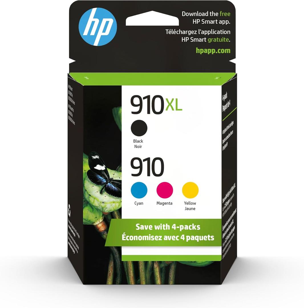 910XL Ink Cartridge 4 Packs Compatible Replacement for HP Ink 910 XL with OfficeJet Pro 8020 8025 8028 8035 8030 8010 8015 8018 8022 Printer, Black Color