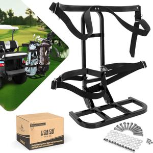 10L0L Universal Golf Cart Bag Holder Rack for Yamaha, EZGO, Club Car Rear Seat Grab Bar, Don't Occupy The Back Seat Space, No Drilling Required, Fits Safety Bar Maximum 8" Wide, Black
