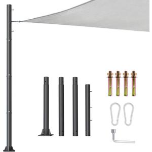 12ft Sun Shade Sail Pole - 3" Diameter Outdoor Sunshade Sail Post Support Awning Canopy Heavy Duty Metal Pole Kit for Patio Garden Deck Playground Backyard - Thickness 2.0mm 1pack