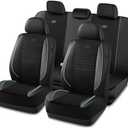 Skechers Air-Cooled Memory Foam Seat Cover,Mesh Thick Car Seat Covers,Piping Leather Car Seat Cover,Airbag Compatible,Automotive Comfort for Most Cars, Vans, Trucks, SUV(Mint,Full Set)