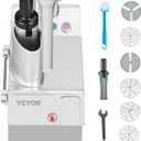VEVOR Food Processor & Vegetable Chopper, 2 Feeding Holes Food-Grade Stainless Steel Food Processor Chopper with Detachable 6 Blades, 3mm/5mm/7mm/10mm Shredder, 2mm/4mm Slicer, for Vegetables, Fruit