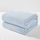 Exclusivo Mezcla Fleece Throw Blanket Extra Large, Super Soft and Warm Blankets for Couch, Sofa and Bed Waffle Textured, Cozy, Fuzzy and Lightweight (Heather Slate Blue, 50x70 Inches)
