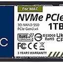 Timetec 1TB MAC SSD NVMe PCIe Gen3x4 3D NAND TLC Read Up to 1,900MB/s Compatible with Apple MacBook Air (2013-2015, 2017), MacBook Pro (2013-2015), iMac (2013-2019), Mac Pro (2013), Mac mini (2014)