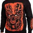 Bioworld Stranger Things Vecna Puff Print on Men's Black Sweatshirt (XL)