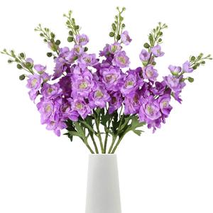 Purple Delphinium Artificial Flower 6PCS Purple Faux Larkspur Silk Delphinium Flowers 29.52" Long Stem Fake Flower for Tall Vase Wedding Floral Arrangements Home Table Decor(Purple)