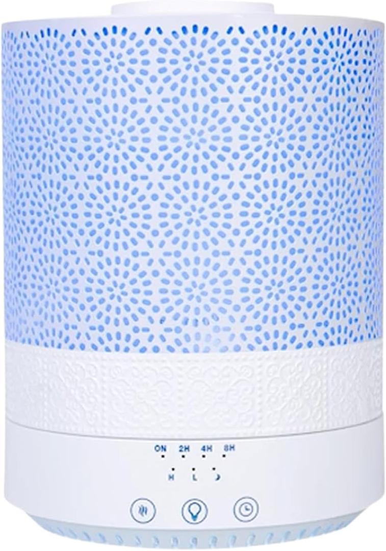 BlueHills 2500 ML XL Essential Oil Diffuser Aroma Humidifier with Timer for Large Home Decor Baby Rooms Big Huge 2.5 L Capacity Long Run Color Changing Lights Decorative Design High Mist White- F002 (2500ml-f002)