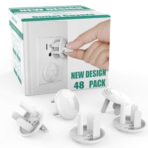 Outlet Covers with Hidden Pull Handle (48 Pack) Upgraded Round 3-Prong Outlet Plug Covers Durable Insulation Material Power Outlet Covers White Socket Covers Baby Proofing Electrical Outlet Protectors