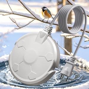 Bird Bath Heater for Outdoors in Winter, 120W Birdbath Heaters for Outdoor Bird Bath Deicer Pond De-icer with Thermostatically Control, Heated Bird Bath Water Heater for Bird Chicken Livestock (White)