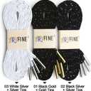 YFINE Sneakers Flat Shoe Laces: Athletic Shoelaces With Metal Tips - 2 Pair (47 inch (120CM), White Silver + Silver Tips)