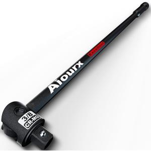 3/8" Drive 17.5 Inch Breaker Bar, Heavy Duty Head, Premium Chromium-Molybdenum Steel, Laser Etched Marking, for Grip and Break Loose Tight Bolts, Nuts