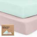 KeaBabies 2-Pack Organic Crib Sheets for Boys, Girls - 52x28 Fitted Crib Mattress Sheet Neutral, Breathable Jersey Cotton Cover for Baby Bed, Toddler Mattress, Soft & Cute Prints (Pink and Hearts)
