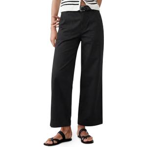 Eddoyee Womens Wide Leg Cropped Pants High Waisted Casual Pants Elastic Waist Ankle Pants (X-Large, Black)