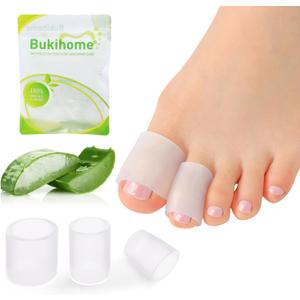 Bukihome Silicone Toe Protectors  14 Pack Aloe Vera Extract Infused Silicone Toe Sleeve for Hammer Toes, Corns, Calluses, Blisters  Soft Gel Protector Toe Cushions for Pain Relief (Multi-Size) (Clear)