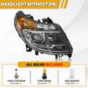 5 Pins Headlight Assembly W/O DRL Compatible with Dodge RAM Promaster 1500 2500 3500 2014-2022, Halogen Headlamp Replacement W/Bulbs, Chrome Housing, 4725944AJ CH2503254 Right Passenger Side