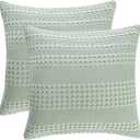 PHF 100% Cotton Waffle Weave Euro Sham Covers, 2 Pack 26" x 26" Bed Pillow Covers for Elegant Home Decor, No Filling, Luxury Aesthetic Soft Euro Pillow Cases for Bed, Sage Green