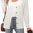 Arach&Cloz Womens Wool Blend Lightweight Spring Business Casual Cardigan Sweaters (White, XS)