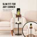 Drink Table for Small Spaces - Slim Pedestal Side Table with Real Wood Top & Stable Base for Coffee & Cocktails - Ideal for Tight Living Room & Bedroom Spaces (Walnut)