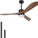 Ceiling Fans with Lights Remote Control, 56" Indoor Wood Ceiling Fan with Light Memory for Patio Gazebo Living Room Bedroom, Walnut & Matte Black