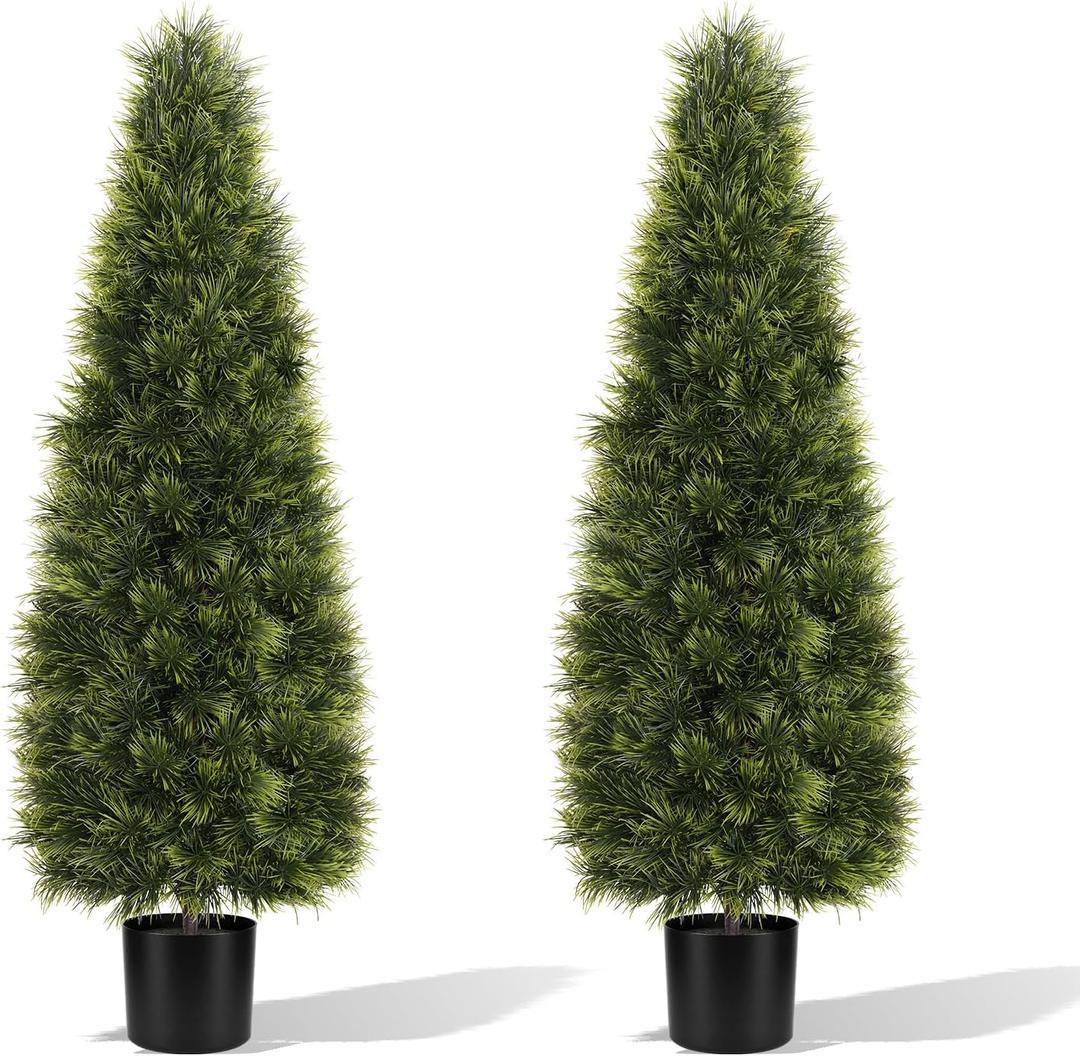 4FT Artificial Topiary Trees with Pot, 2 Pack Fake Plants