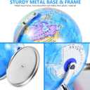 KISEER 8 Inch World Globe Rotating Earth Spinning Globe with Heavy Metal Stand for Kids Geography Classroom Education or Office Home Decorations