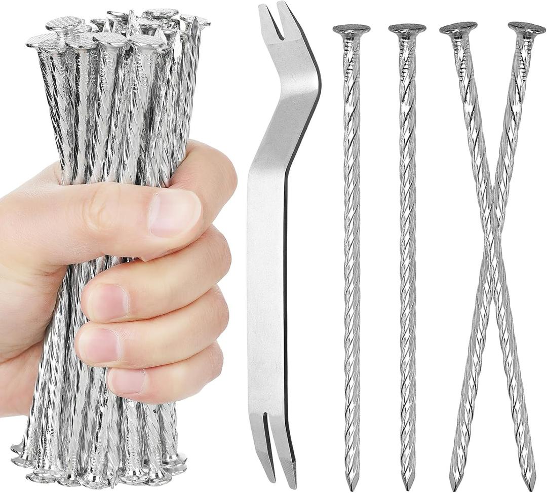 100 Pack 6 Inch Turf Nails for Artificial Grass Galvanized Metal Landscape Stakes Spiral Spikes for Weed Barrier, Garden Lawn Paver Edging, Securing Fences