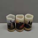 CANDLE IDEA 3PCS Battery Operated Real Wax Pillar Candles with Charming Deer,Moose, Bear Decals,Flameless Flickering LED Candles with Hemp Rope and 6H Timer,Rustic Home Decor for Christmas (D3 x H6)