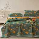3 Piece Ginkgo Quilt Set with 2 Pillow Shams Queen Reversible Cotton Quilt Bedding Set Lightweight Bedspread Coverlet Sets Queen Size