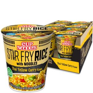 Nissin Cup Noodles Stir Fry Rice with Noodles, Thai Yellow Curry, 2.61 Ounce (Pack of 6)