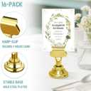 ERYTLLY 16 PK Place Card Holders 1.7 inches Table Card Holder Steel Card Holders for Weddings,Birthdays,Photos, Memo Notes, Restaurants (Gold)