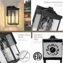 Outdoor Wall Light Fixtures 2 Pack, Dusk to Dawn Porch Lights with Photocell Sensor, Waterproof Black Exterior Mount Sconce with Hammered Glass for Front Door, Garage, Patio, House, E26 Base