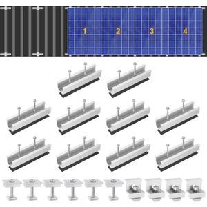10 PCS Solar Panel Mounting Brackets Kits, Aluminum Alloy 120mm Z Bracket Solar Panel Mounting Rails, 30mm/35mm End Clamp & Mid Clamp for Flat, Metal, Tin, Sheet Roof