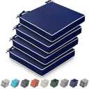 Leinuosen 4 Pcs Patio Cushion Covers 19'' x 19'' x 3'' Outdoor Cushion Covers Replacement Waterproof Slipcover Furniture Protectors with Zipper Ties Handle, Cover Only(Navy Blue)