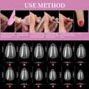 600Pcs Almond Soft Gel Nail Tips, Almond Short Nails, 12 Sizes Half Matte Full Cover Acrylic Fake Nails Clear False Nail Extension for Beginner and Professional Home Salon DIY