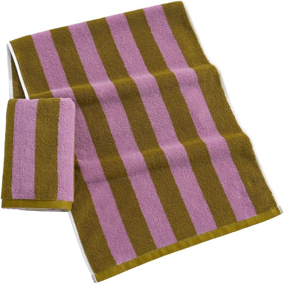 Brown & Purple Two-Tone Striped Hand Towel Lightweight Quick Dry 100% Cotton Ultra Soft Absorbent Hand Towel for Bathroom Home Decorative 13 X 29, 2 Pack