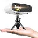 ELEPHAS Mini Projector for iphone, Portable Projector with Tripod, 1080P HD Outdoor Projector, Movie Projector Compatible with Android/iOS/Windows/TV Stick/HDMI/USB (White&Black)