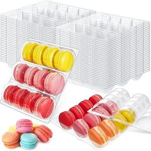 Sherr 12 Pcs Macaron Boxes Clear Plastic Macaron Storage Containers Macaroon Packaging Display Trays for Cookie, Wedding, Party Gifts