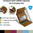 RFID-Blocking Women's Real Leather Wallet with Large Capacity and Wristlet - Small, Secure, and Chic - Conveniently Holds Cards, Cash, and Coins (All Black - RFID Protected with Wristlet)