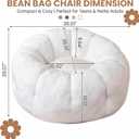 Flower Bean Bag Chair for Teens and Young Adults, Soft Faux Fur Floor Seating with Memory Foam, Aesthetic Room Decor Cozy Lounger for College Dorm, White, Large