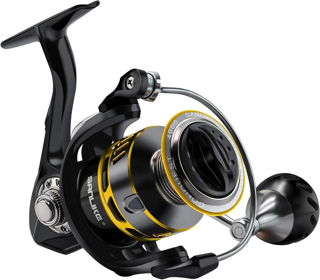 SAN LIKE Spinning Fishing Reel, Saltwater & Freshwater Fishing Reel 40.5 Lbs Max Drag - 7+1 BB Ball Bearing 5.2:1 Gear Ratio