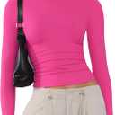 Women's Soft Long Sleeve Shirts Crew Neck Tops Basic Tees Stretchy Going Out Crop Tops Y2K Slim Fit T-Shirts