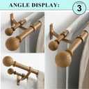 Double Wood Curtain Rods for Windows 140 to 164 Inches,1 Inch Front and 5/8 Inch Back Heavy Duty Curtain Rod with Imitation Wood Grain Ball Finials and Double Aluminum Bracket,Dark Brown Wood Grain