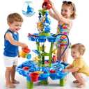 2-Tier Auto Water Table with Pump, Summer Outdoor Beach Outside Backyard Activity Sensory Sand Water Table, Birthday Party Gifts for Kids Boys and Girls Ages 3 4 5 6 7 8, 8 inches x 17 inches x 14 inches