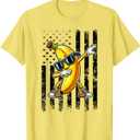 Dabbing Banana Retro American Flag Banana Lover Boys Kids T-Shirt (Yellow)