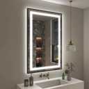 OKPAL 24x36 Black LED Mirror for Bathroom, Lighted Bathroom Mirror with Lights, Frontlit & Backlit Lighted Vanity Mirror, Anti-Fog, Dimmable, Memory, Shatterproof, Horizontal/Vertical