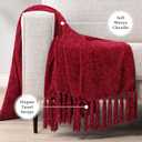 PAVILIA Burgundy Red Throw Blanket for Couch and Bed, Chenille Woven Soft Knit Maroon Blanket with Tassel, Decorative Textured Blanket for Living Room, Wine Red 60x80
