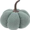 Boston International Fabric Pumpkin Tabletop Mantel Shelf Fall Autumn Thanksgiving Halloween Decorations for Home, Large, Aqua Blue