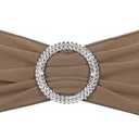 PATIKIL 13" x 5" Stretch Chair Sashes Bows, 10 Pack Elastic Chair Bands Sashes with Buckle Slider for Wedding Banquet Decorations, Light Brown