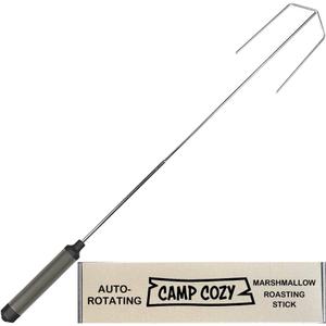 HotRod 32 AutoRotating Campfire Roasting Stick  Stainless Steel BatteryPowered Rotisserie Fork for Hot Dogs & Marshmallows  Collapsible, KidSafe, Portable (Gray)